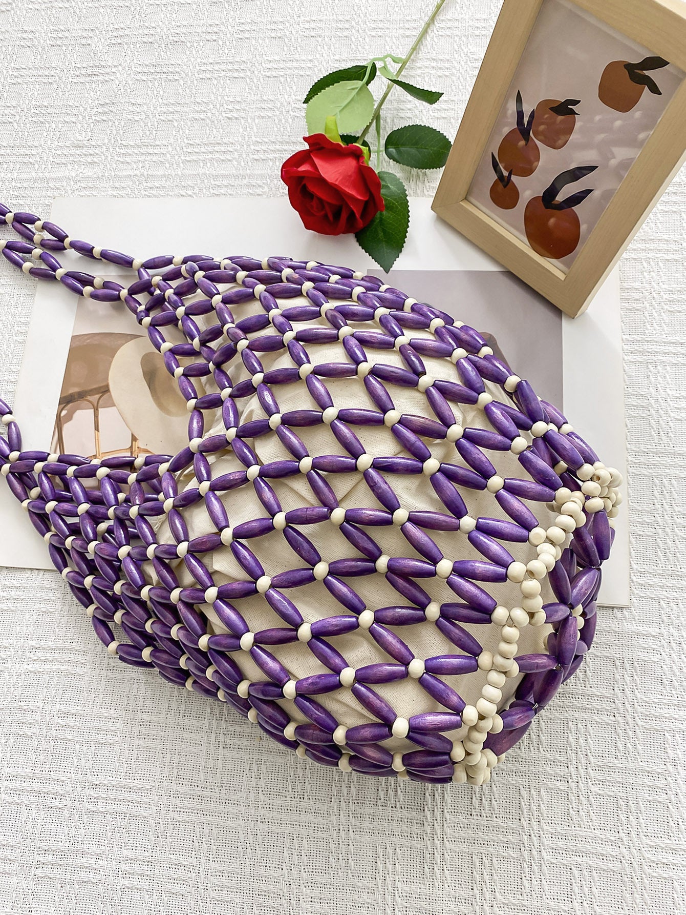 Summer Fashion Design Style Handmade Beaded Weaving Hollow Women's Shoulder Bag