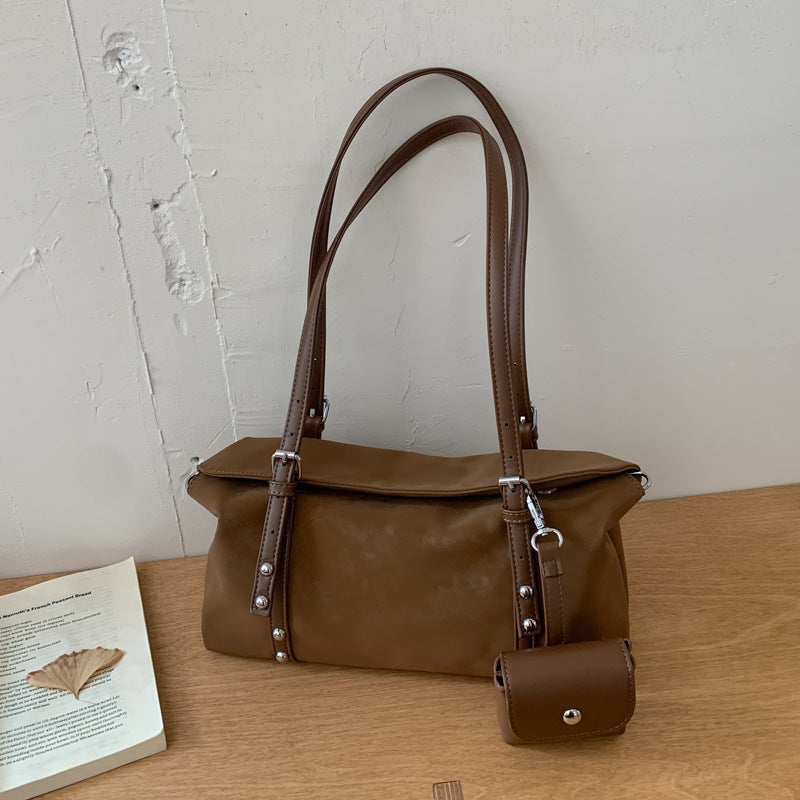 Women's Simple Retro Frosted Fashion Underarm Baguette Bags