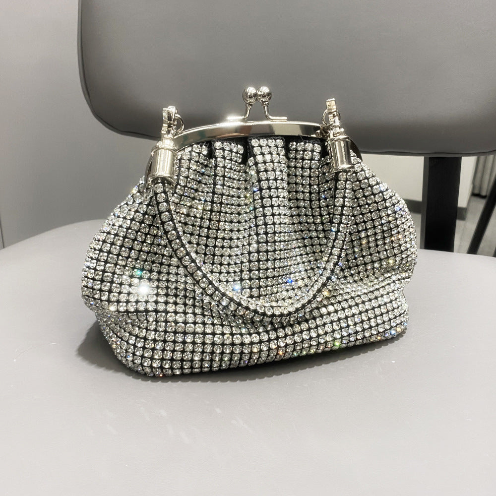 Women's Dinner Portable Clip Full Diamond Handmade Shiny Rhinestone Bags