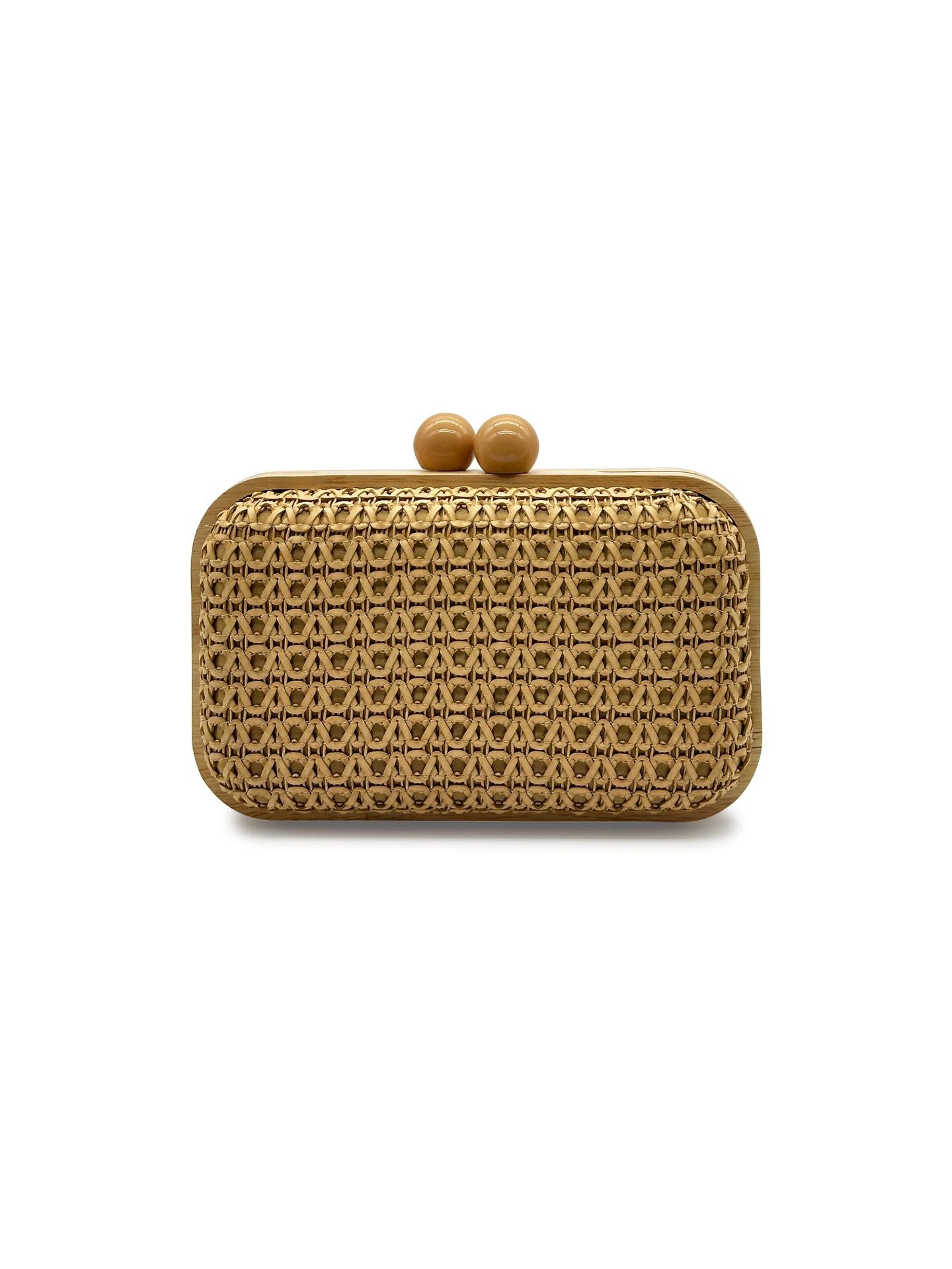 Main Push Wooden Straw Woven Banquet Dinner Bag