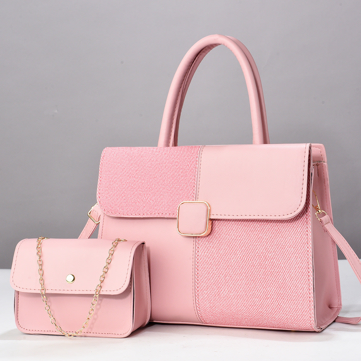 Stitching Shaping Large Capacity Contrast Color Embossed Fashion Bags