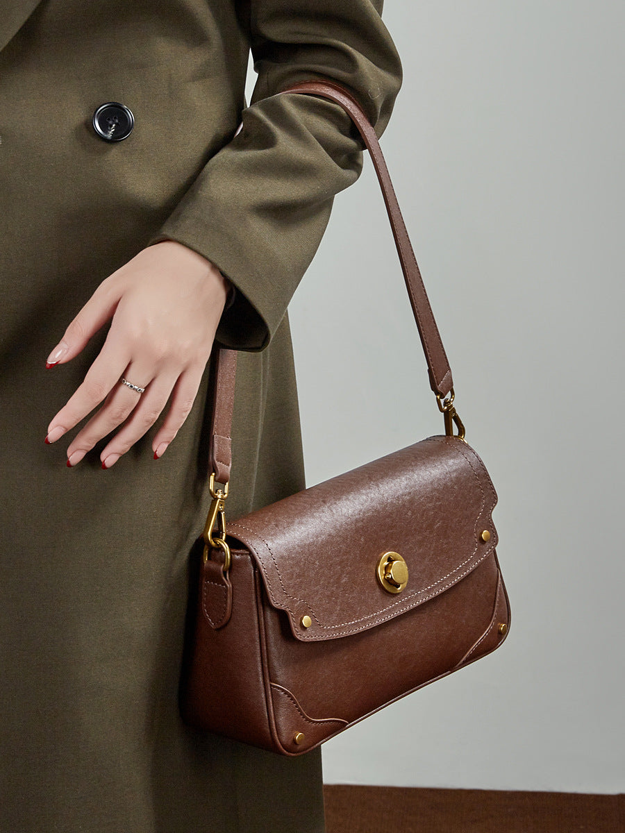 Women's Leather Vegetable Tanned Cattle Female Winter Large Capacity Simple Women's Messenger Bag