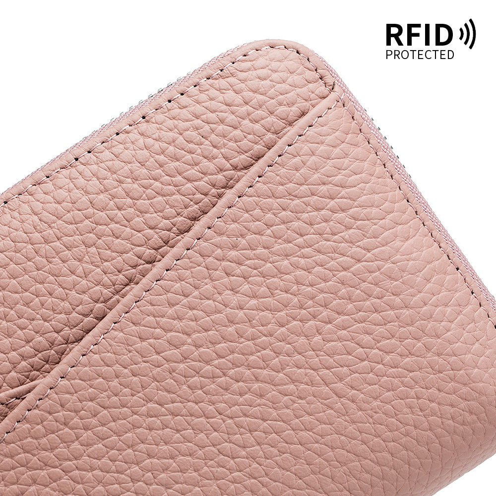 Women's Long Large Capacity First Layer Cowhide Expanding Genuine Leather Fashion Card Holder