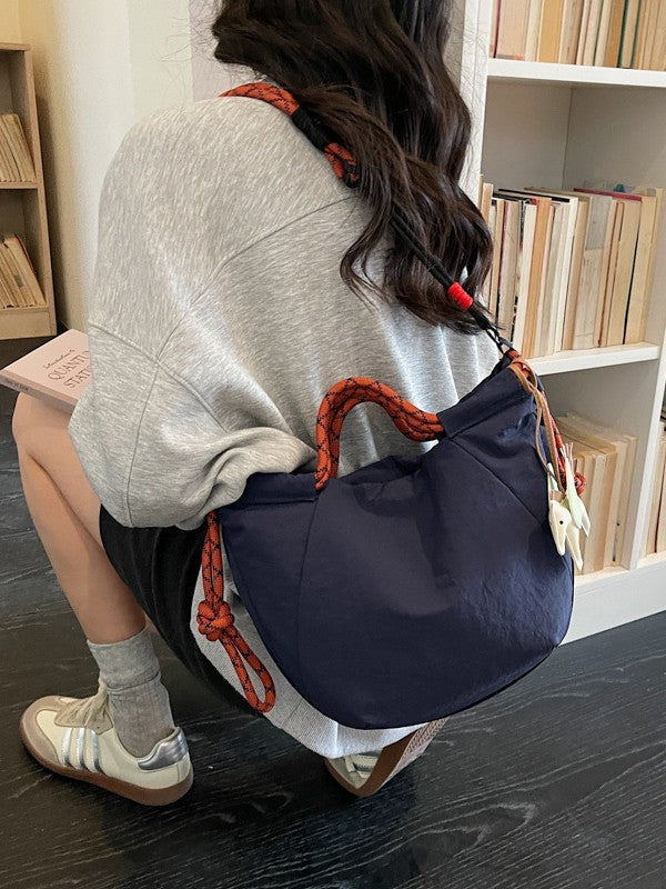 Capacity Waterproof Nylon Cloth College Solid Women's Shoulder Bag