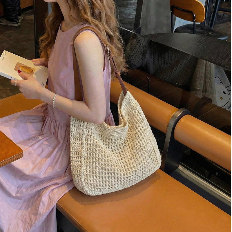 Women's Summer Fashion Large Capacity Underarm Korean Knitted Bags