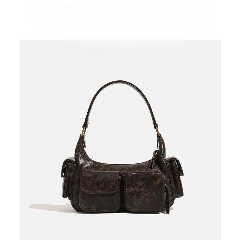 Retro American Hot Underarm Design Motorcycle Waste Soil Trendy Women's Handbag