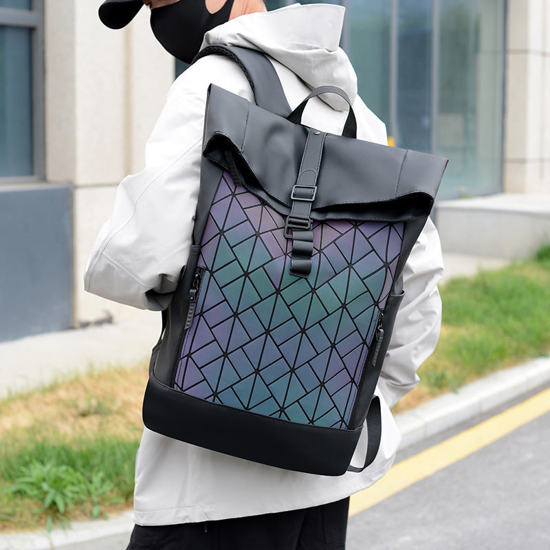 Men's High-grade Diamond Quilted Versatile Large Capacity Leisure Backpack
