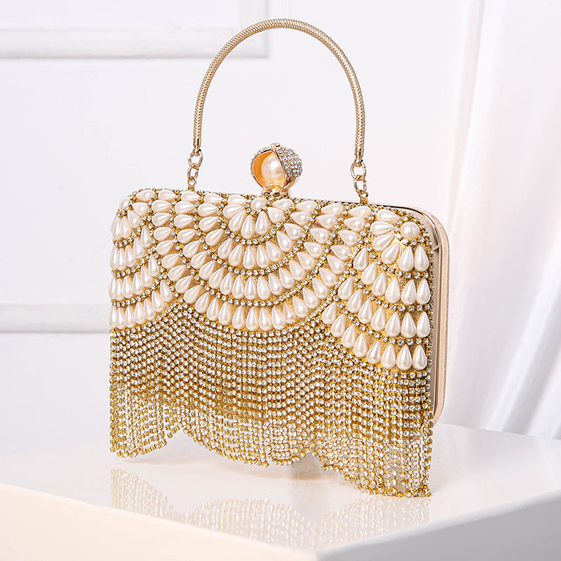 Feast Tassel Matching Dress Plaid Rhinestone Dinner Bag