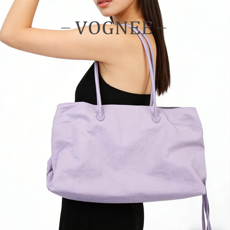 Large Capacity Portable Black Minimalist Nylon Tote Bag