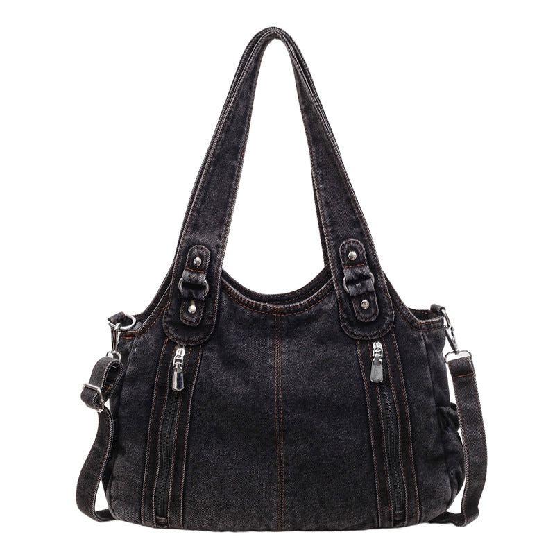 Niche Denim Large Capacity Design Sense Commuter Zipper Shoulder Bags