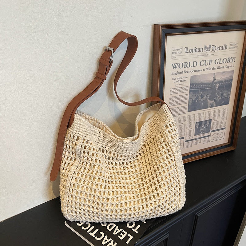 Women's Summer Fashion Large Capacity Underarm Korean Knitted Bags