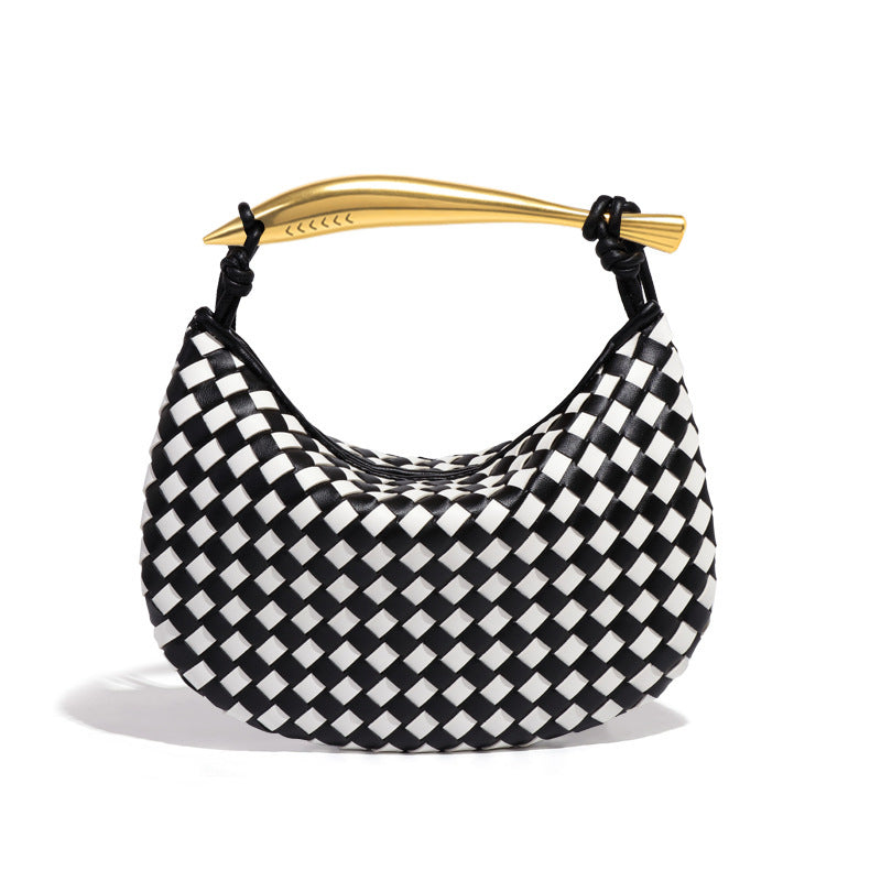 Women's Solid Color Dumpling Hand-woven Half Month Sardine Handbags