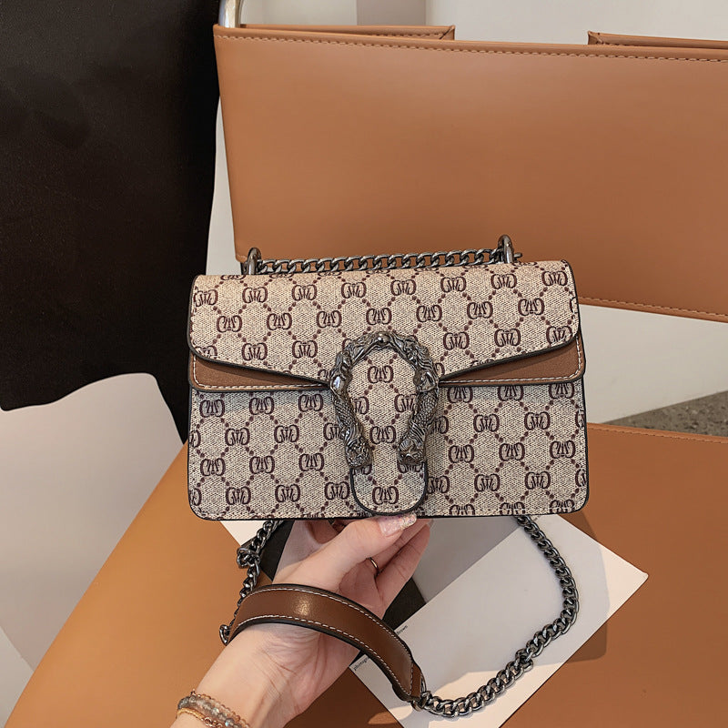 Women's Fashion Wine God Vintage Printed Chain Women's Messenger Bag