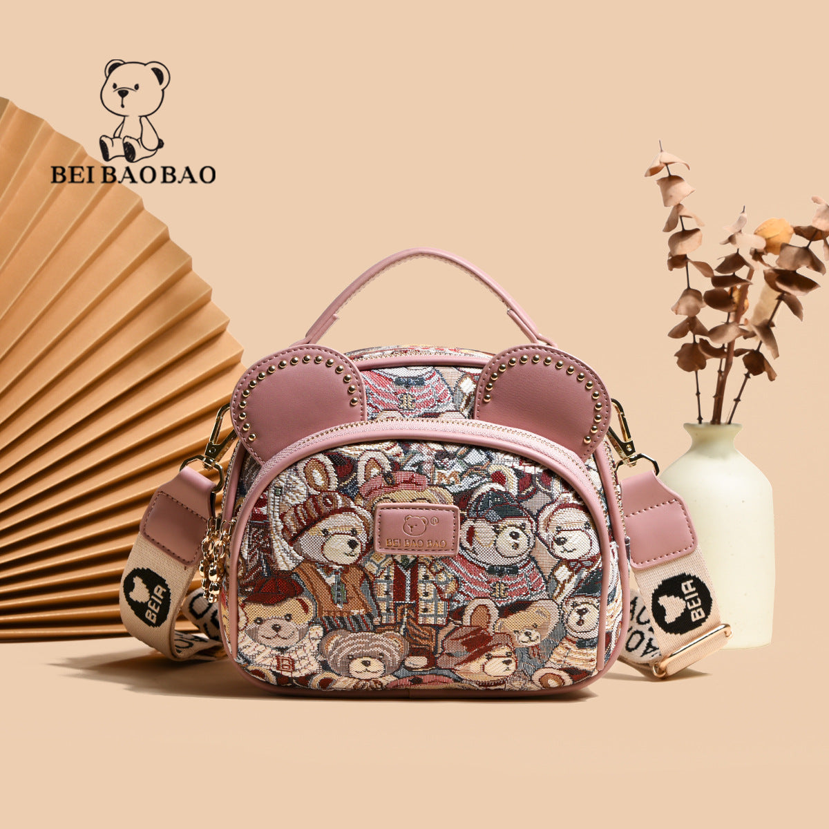 Women's Source Design Canvas Embroidered Wide Strap Bags