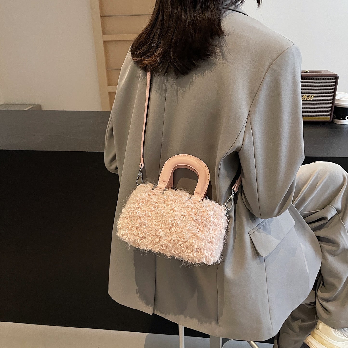Niche Lamb Plush Female Mori Cute Hand Holding Pillow Women's Shoulder Bag
