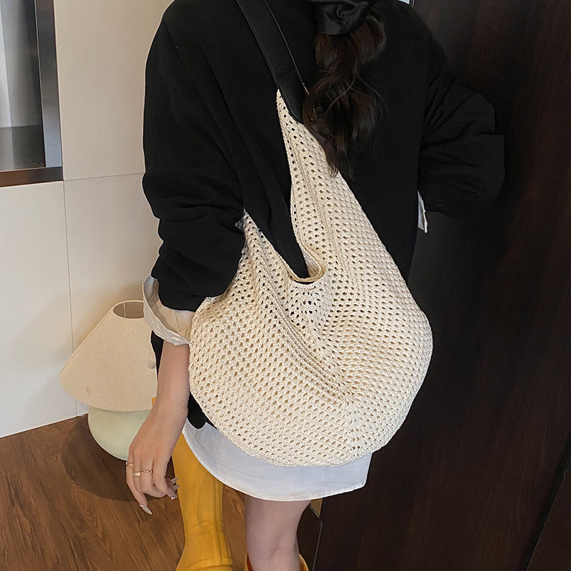 Style Hollow Out Stitching Woven Summer Leisure Vacation Women's Shoulder Bag