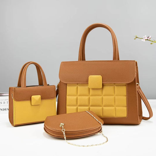 Women's Three-piece Commuter Niche Color Matching Portable Tote Bag