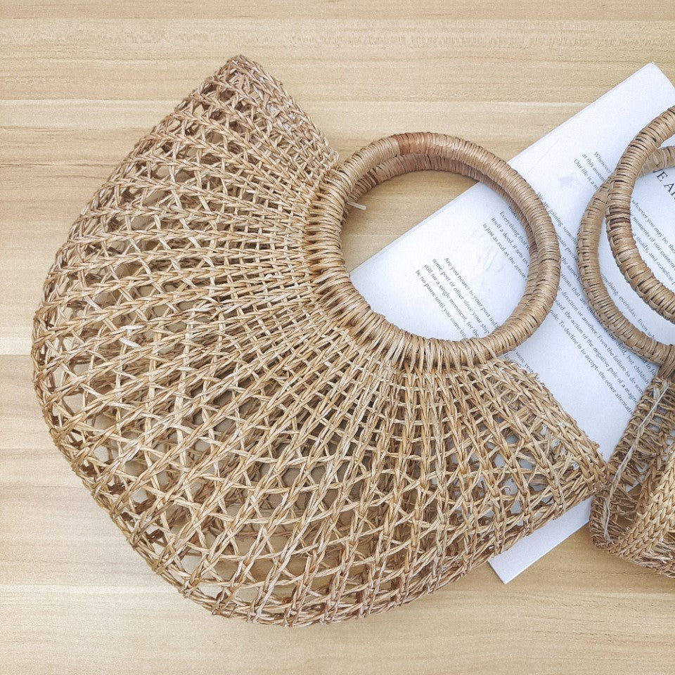 Women's Handmade Yellow Grass Hollow Woven Straw Women's Handbag