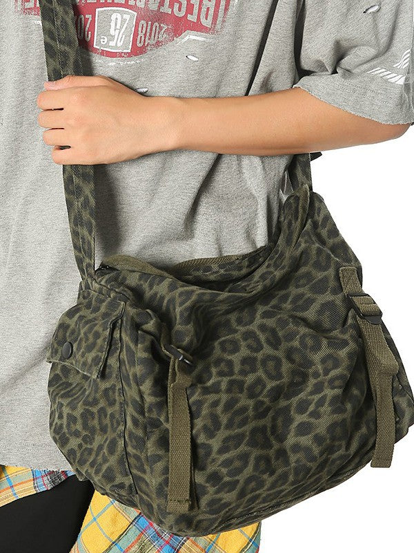 Vintage Leopard Print Large Capacity Idle Women's Messenger Bag