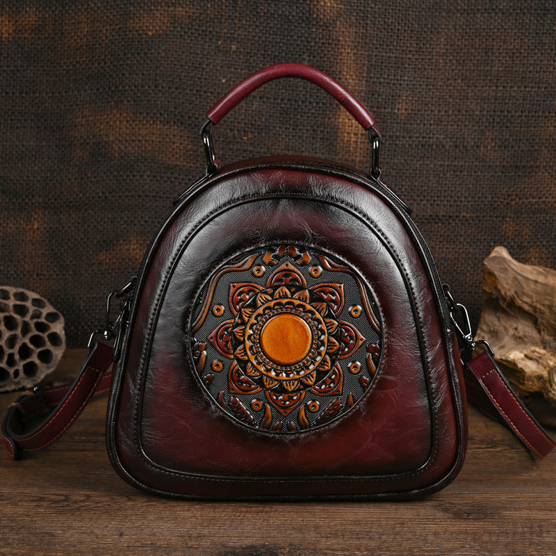 Women's Retro Embossing Brushed Street Trendy Patchwork Daily Women's Messenger Bag