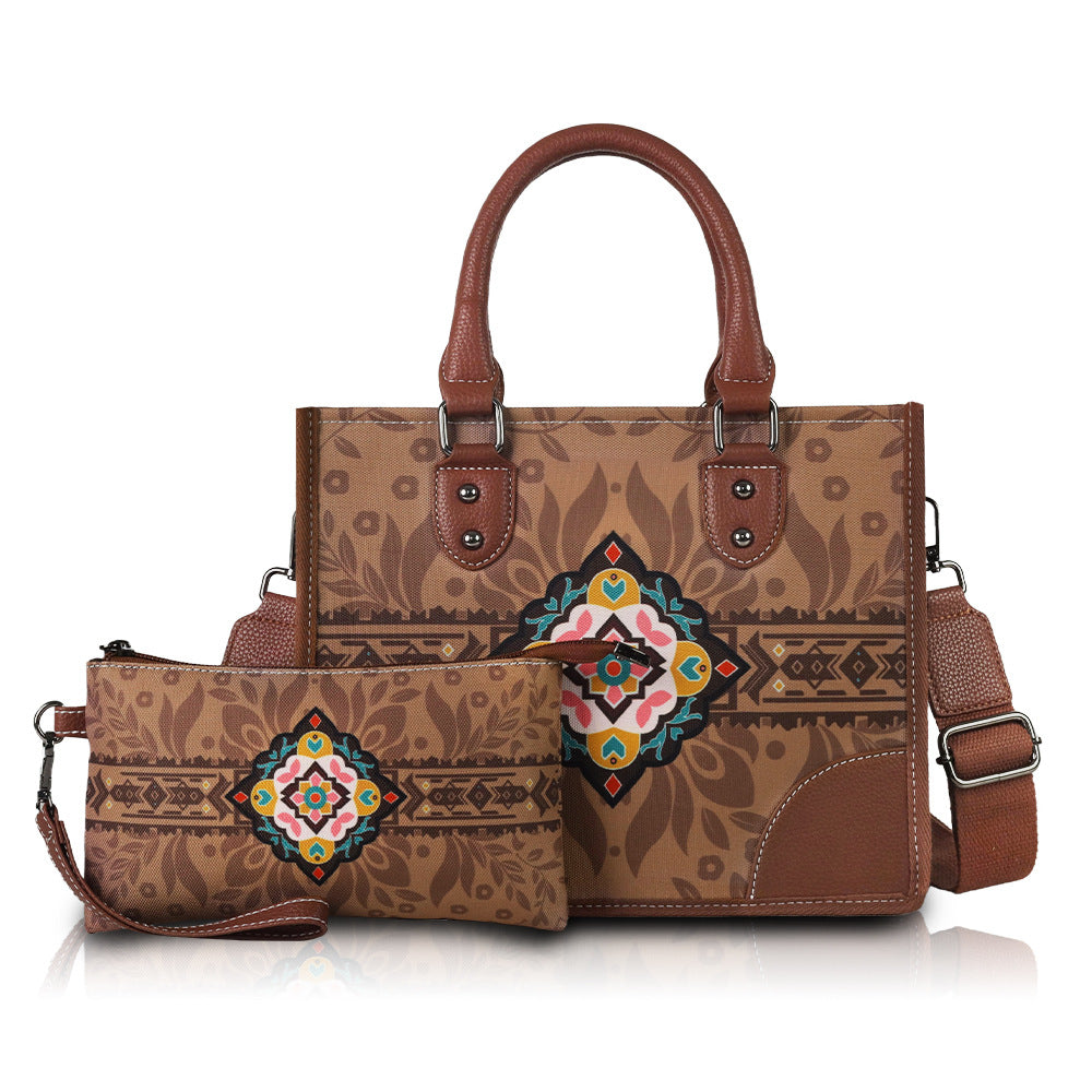 Women's Multifunctional Zipper Bohemian Style Strap Adjustable Large Capacity Tote Bag