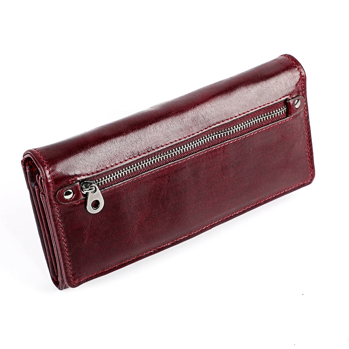 Women's Long Leather Retro First Layer Cowhide Ladies Wallet