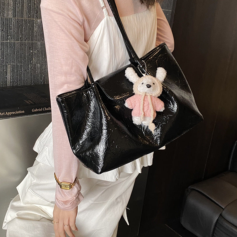 Women's Oil Wax Leather Korean Large Capacity Exquisite Fashion Women's Shoulder Bag