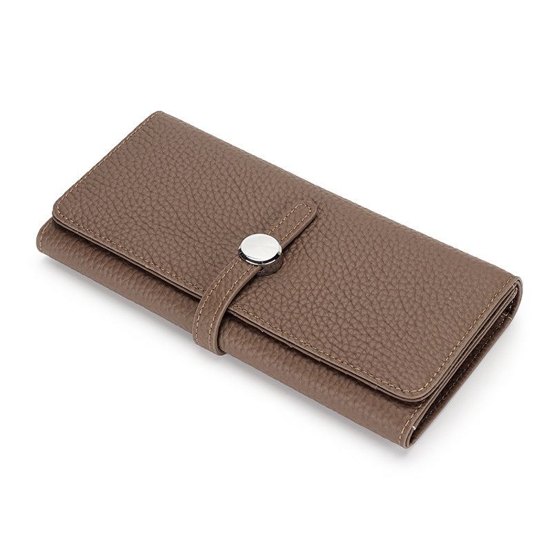 Women's Genuine Leather Folding Large Capacity Soft Cowhide Ladies Wallet