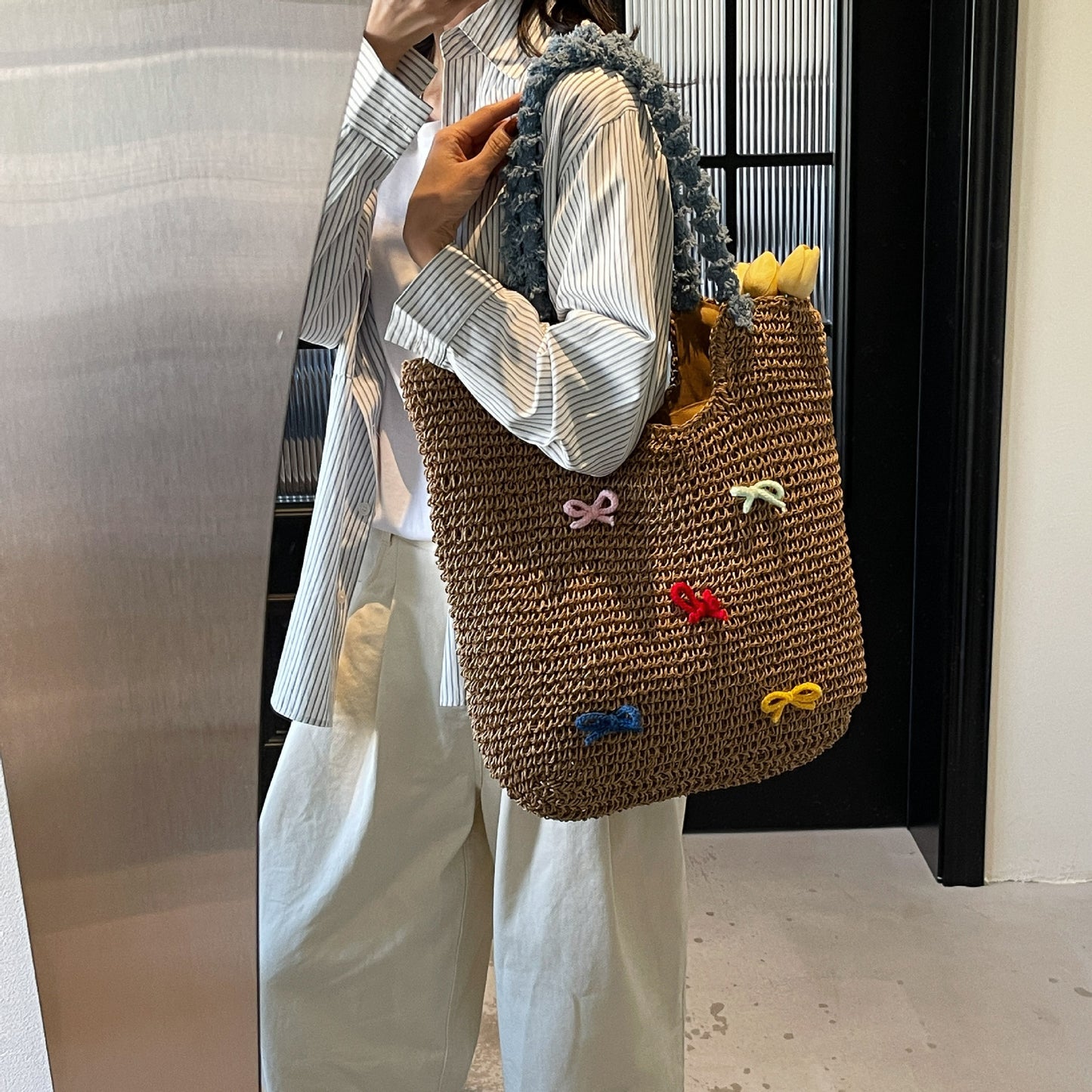 Hand-woven Cute Bow Beach Fashion Vacation Women's Shoulder Bag