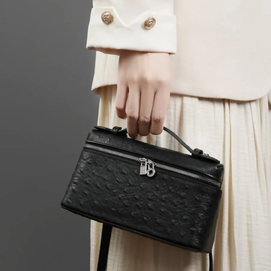 Women's Lunch Box Genuine Leather Autumn Ostrich Phone Bags