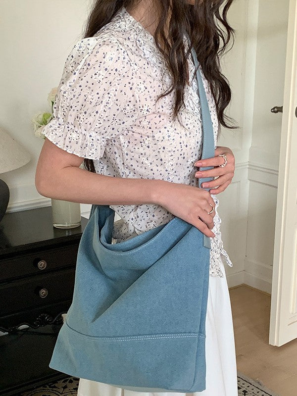 Women's Canvas Stitching Leather Niche Large Capacity Tote Bags