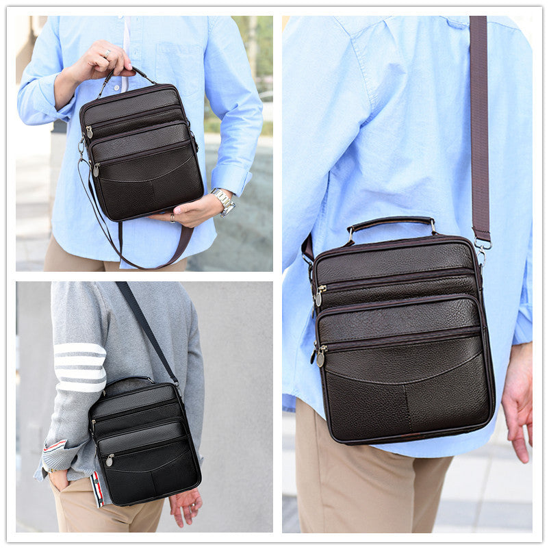 Men's Leather First Layer Cowhide Business Men's Shoulder Bag