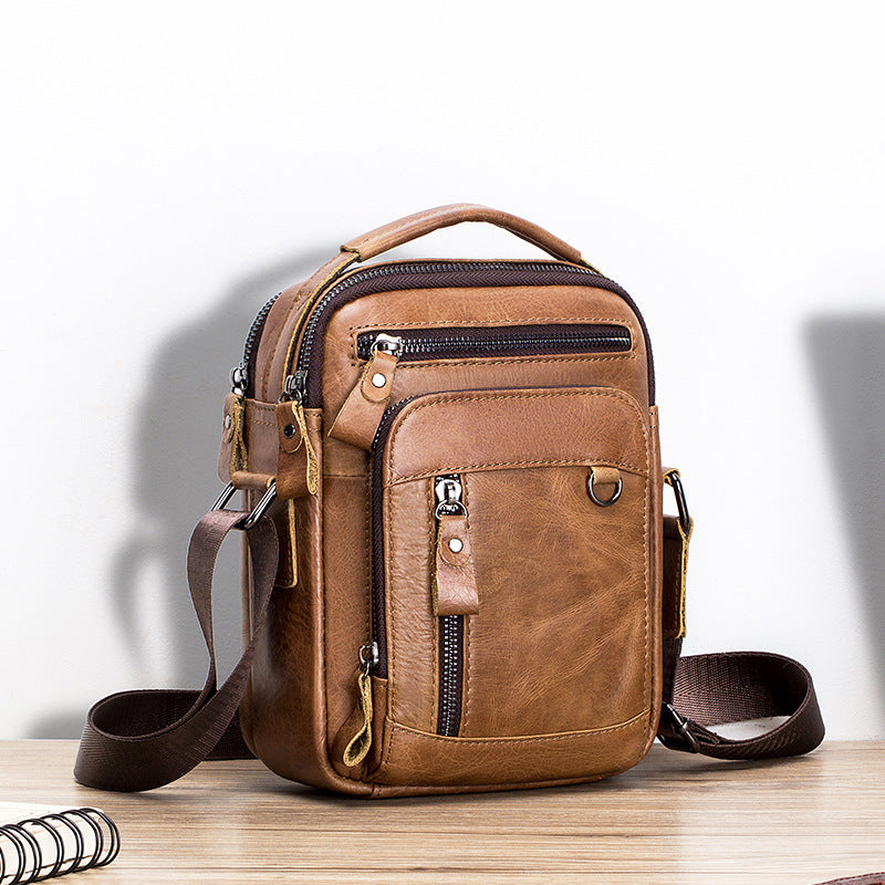 Men's Leather First Layer Cowhide Multifunctional Trendy Bags