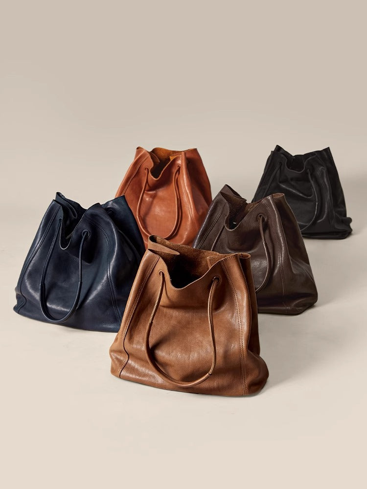 Commuter Large Capacity Genuine Leather Vegetable Women's Shoulder Bag