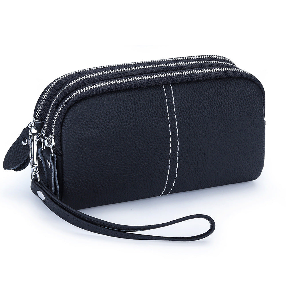 Women's Genuine Leather First Layer Cowhide Zip Wrist Fashion Women's Clutch