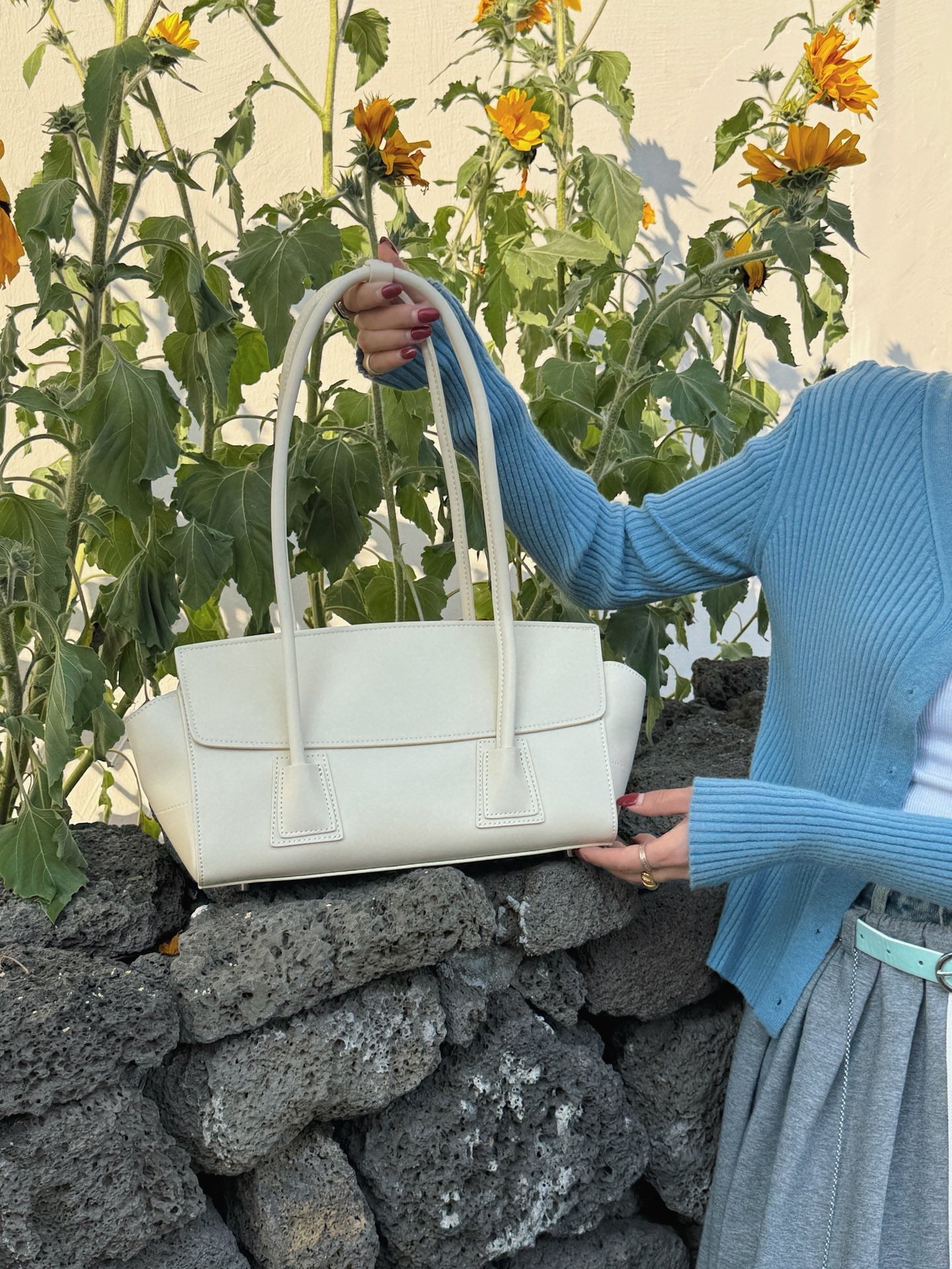 Cowhide Versatile Korean Style Underarm Simple Handbags
