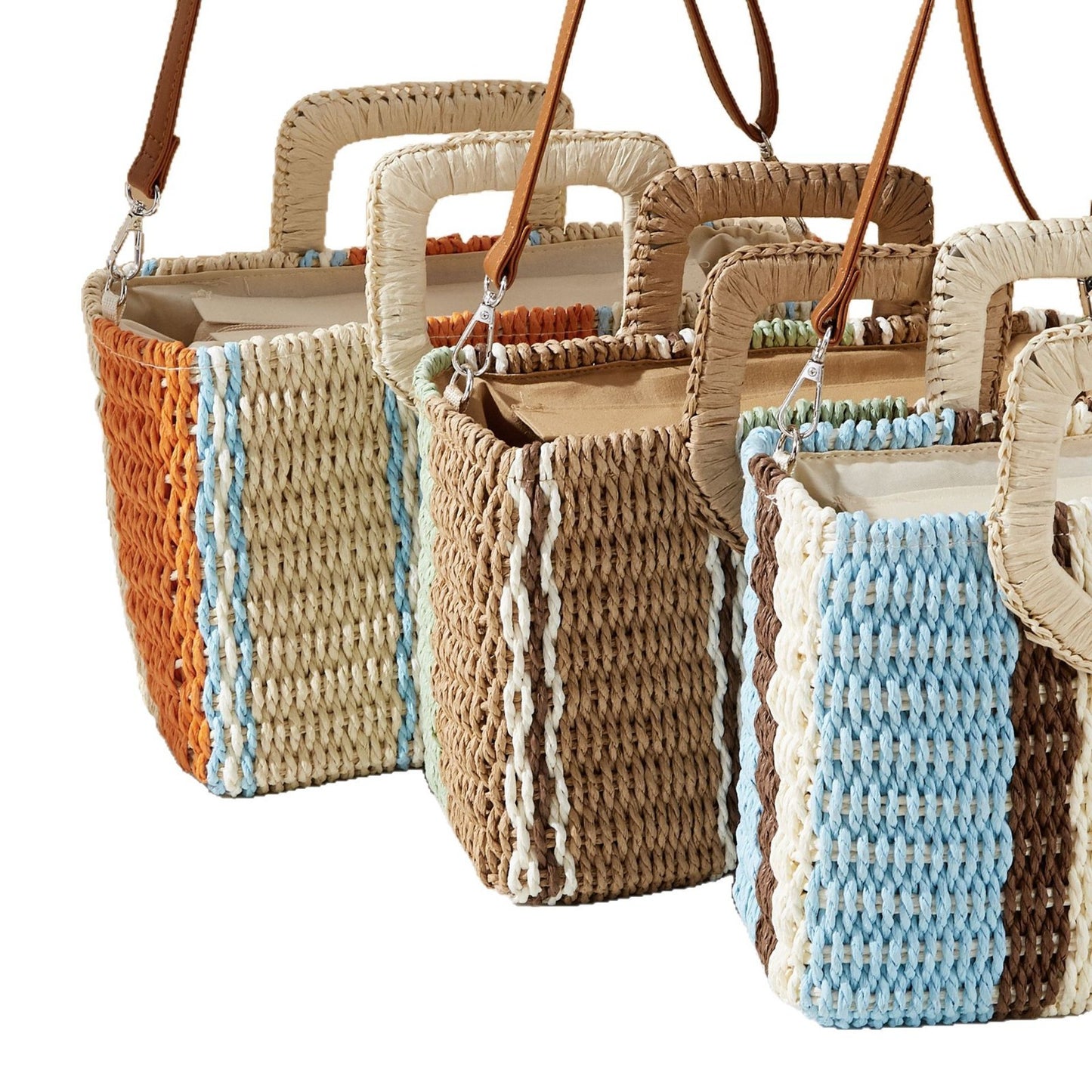Women's Straw Striped Large Capacity Woven Fashion Women's Handbag