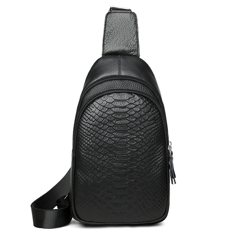 Men's Crocodile Pattern For Cowhide Trendy Fashion Leather Men's Chest Bag