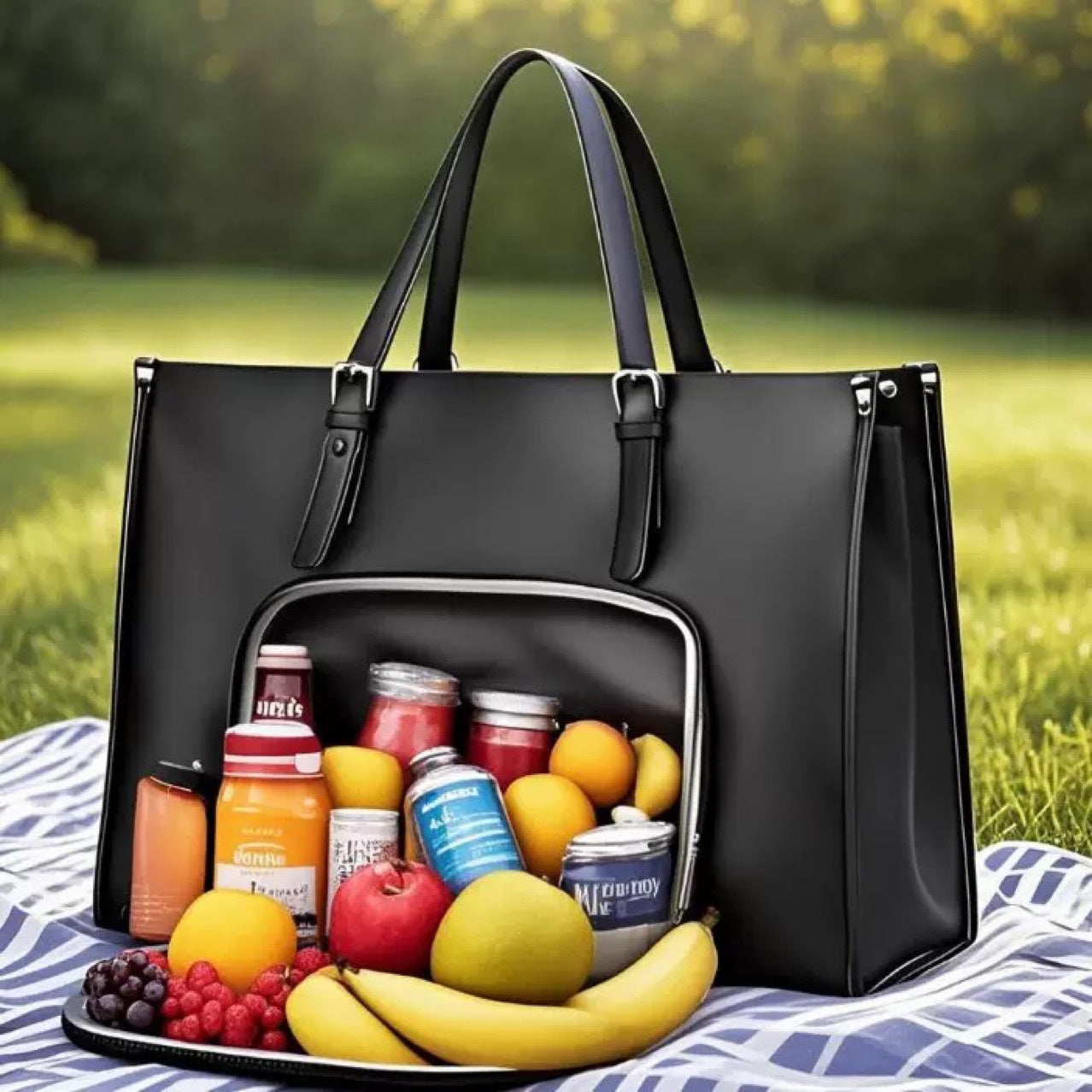 Strap Insulated Lunch Compartment Inch Leather Men's Tote