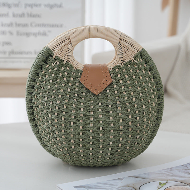Women's Summer Simple Handmade Vine Woven Beach Women's Handbag