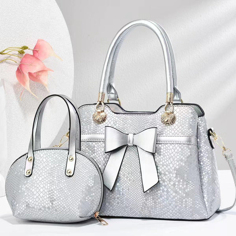 Women's Bow Female Snake Pattern Texture Women's Handbag