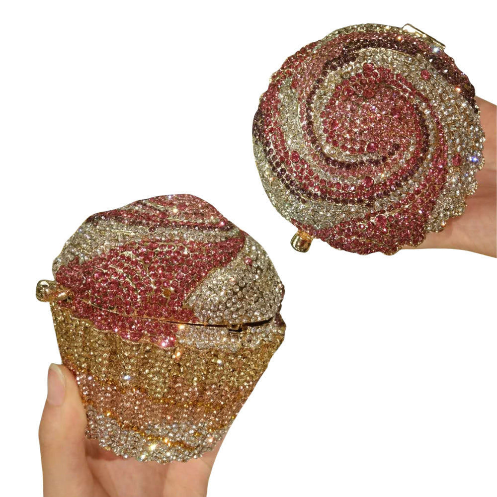 Women's Cake Ice Cream Full Diamond Metal Banquet Bags