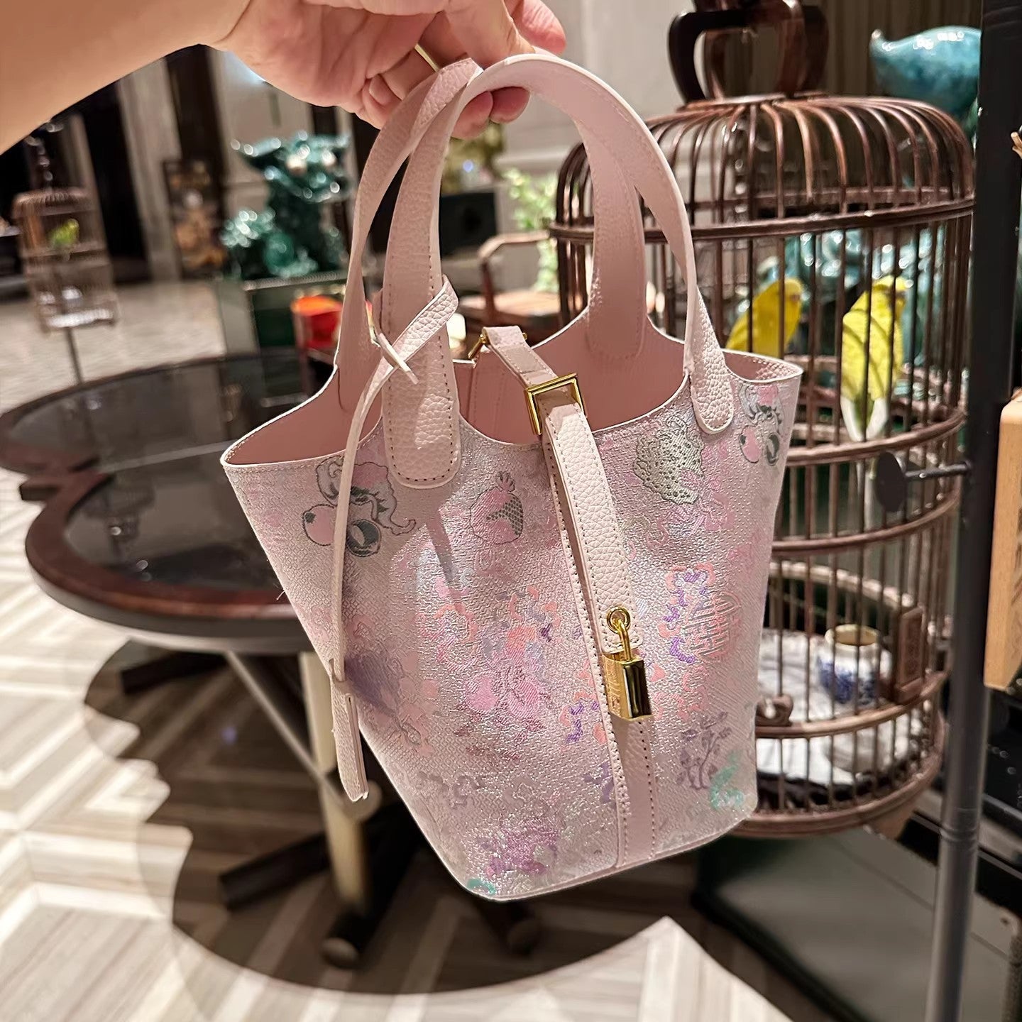 Women's Song Dynasty Brocade Pink Light Luxury Vegetable Bags