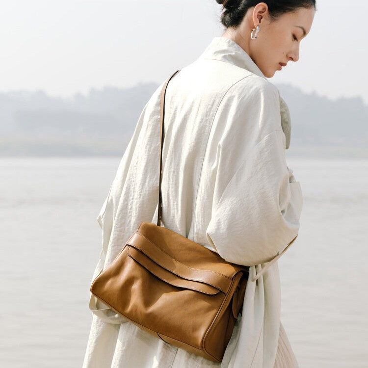 Women's Deer Vegetable Tanned Sheepskin Free Commuter Large Capacity Bags