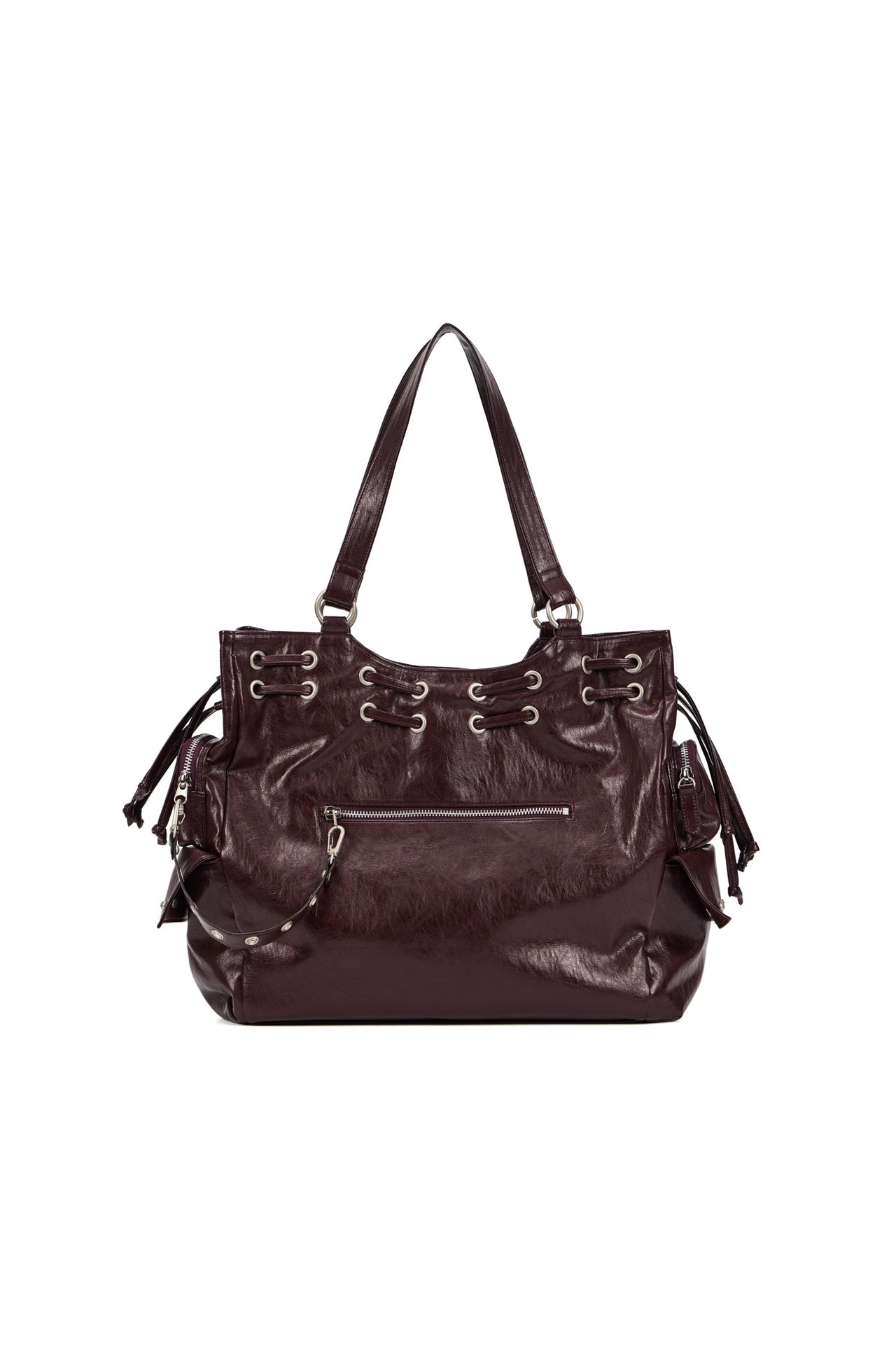 Women's Niche Motorcycle Large Drawstring Pocket Studded Tote Bag