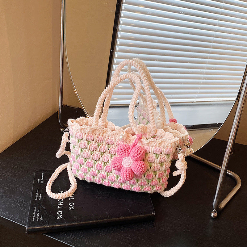 Fresh Tulip Mobile Wool Crocheted Gentle Sunflower Phone Bags