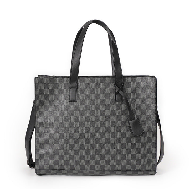Men's Autumn Plaid Daily Personalized File Shoulder Bags