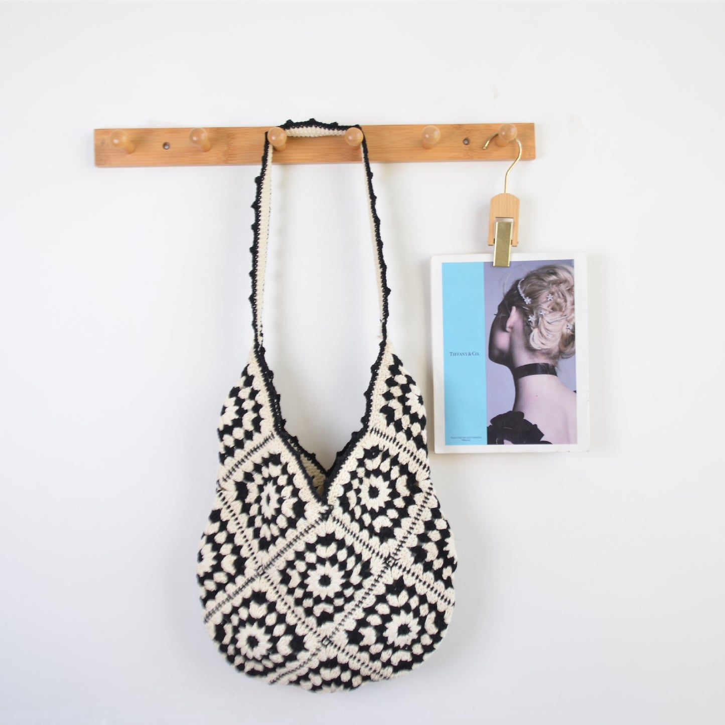 Wool Hollow Out Grandmother Plaid Flower Ethnic Bags