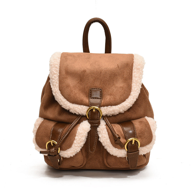 Fashionable Vintage Lamb Wool Veet Niche Advanced Women's Messenger Bag