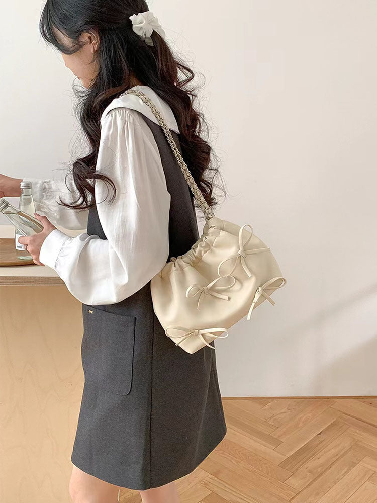 Korean Style High-grade Knot Chain Cute Soft Leather Women's Shoulder Bag
